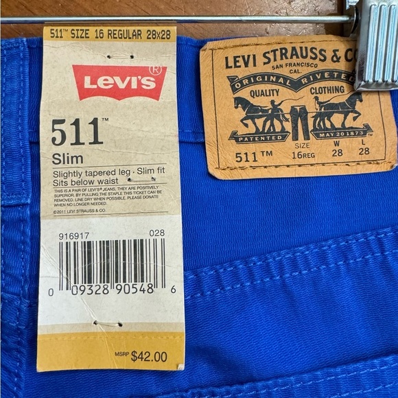 Levi's 511 Slim Fit Star Blue Denim Jeans Size 16 - 28x28 - Picture 10 of 16